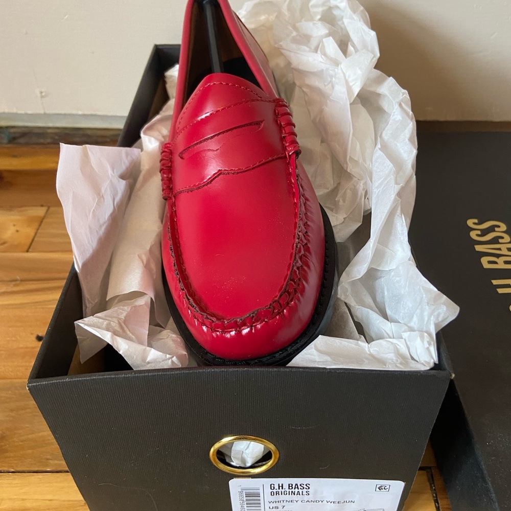 G.H. Bass & Co. Red Leather Weejuns Loafers Flats